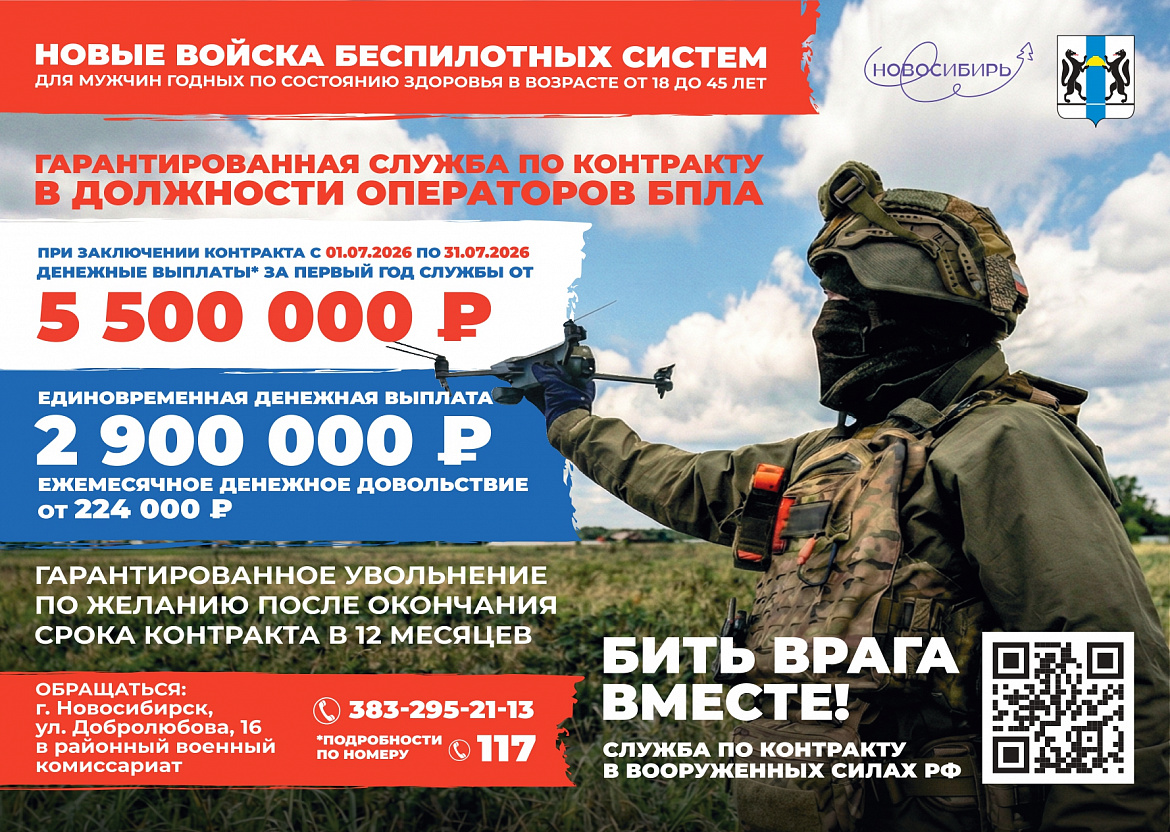 Продлен набор граждан, в том числе абитуриентов и обучающихся средних профессиональных образовательных учреждений, на военную службу по контракту в новые ВОЙСКА БЕСПИЛОТНЫХ СИСТЕМ.